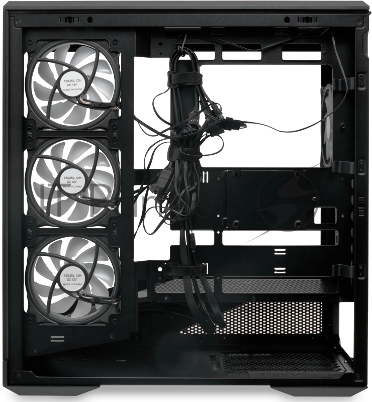Корпус без блока питания HSPD F711-TGBK-ARGB, Panoramic Full Tower, Black, TG, 0.7 SPCC, 4x120mm ARGB ATX, mATX, mITX 190/420/280mm 2x2.5, 2x3.5, 7xPCI 1xUSB-A 3.0, 1xUSB-C 445x235x475mm