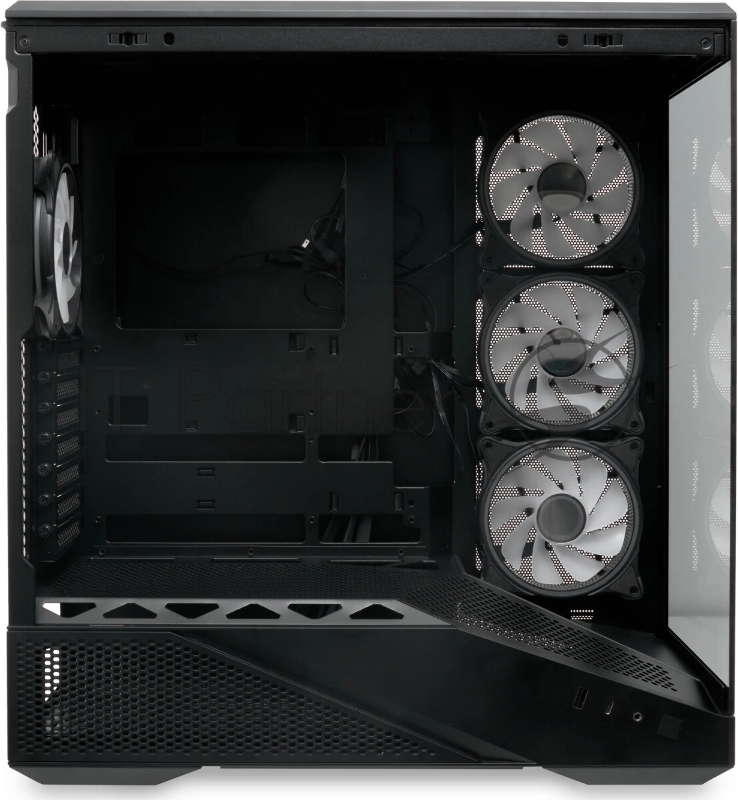 Корпус без блока питания HSPD F711-TGBK-ARGB, Panoramic Full Tower, Black, TG, 0.7 SPCC, 4x120mm ARGB ATX, mATX, mITX 190/420/280mm 2x2.5, 2x3.5, 7xPCI 1xUSB-A 3.0, 1xUSB-C 445x235x475mm