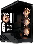 Корпус без блока питания HSPD F711-TGBK-ARGB, Panoramic Full Tower, Black, TG, 0.7 SPCC, 4x120mm ARGB ATX, mATX, mITX 190/420/280mm 2x2.5, 2x3.5, 7xPCI 1xUSB-A 3.0, 1xUSB-C 445x235x475mm