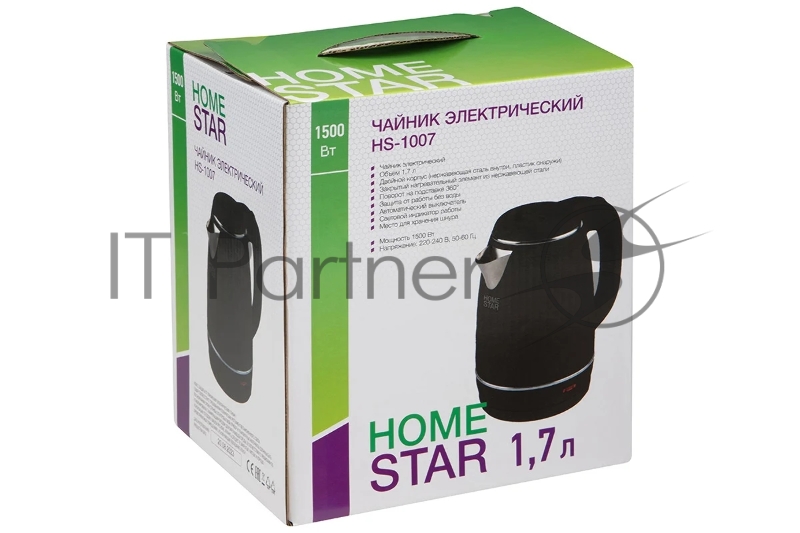 Чайник электрический HOMESTAR HS-1007 черный (107008)