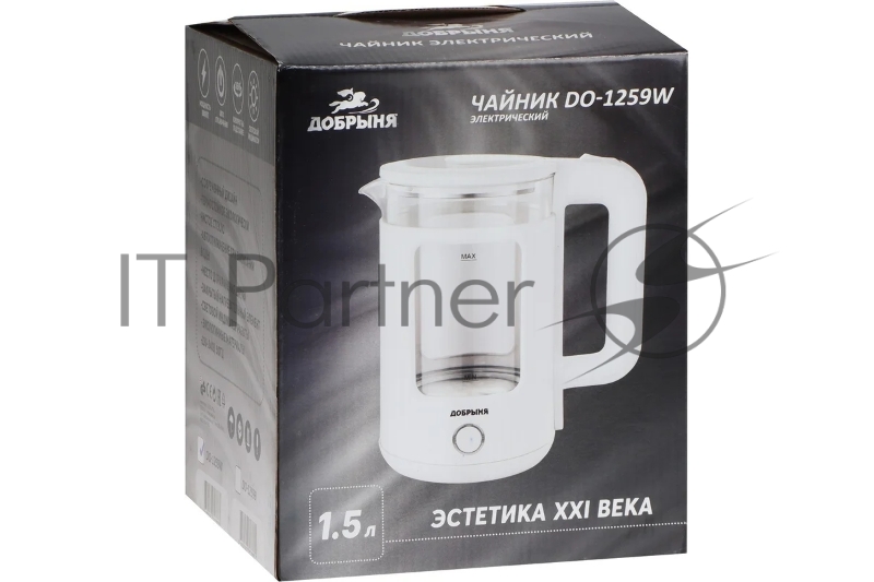 Чайник электрический ДОБРЫНЯ DO-1259W белый
