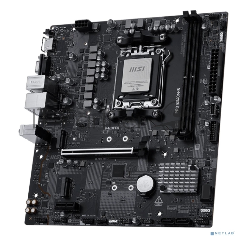 Материнская плата MSI PRO B840M-B B840, AM5, 2*DDR5, 1*PCIEx16, 1*PCIEx1, 2*M.2, 1*TypeC, 6*USB3.2Gen1, 6*USB2.0, 4*SATA3.0, 2.5G, VGA, HDMI, ATX, RTL