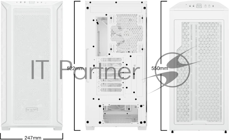 Корпус ПК без блока питания Case be quiet! SHADOW BASE 800 FX, Full-Tower, TG, 4x140mm ARGB, 2xUSB-A 3.2, 1xUSB 3.2 Type-C, E-ATX, ATX, mATX, mITX White