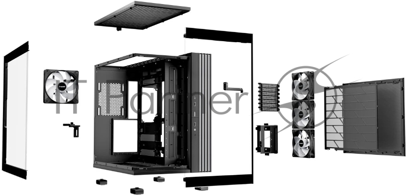 Корпус ПК без блока питания Case be quiet! LIGHT BASE 600 LX, Midi-Tower, TG, 4x120mm ARGB, 2xUSB-A 3.2, 1xUSB 3.2 Type-C, ATX, mATX, mITX Black