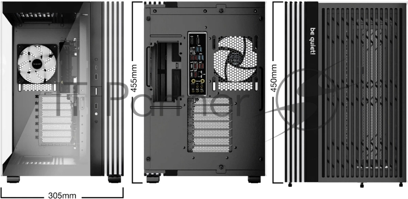 Корпус ПК без блока питания Case be quiet! LIGHT BASE 600 LX, Midi-Tower, TG, 4x120mm ARGB, 2xUSB-A 3.2, 1xUSB 3.2 Type-C, ATX, mATX, mITX Black