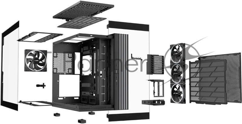 Корпус ПК без блока питания Case be quiet! LIGHT BASE 900 FX, Full-Tower, TG, 4x140mm ARGB, 2xUSB-A 3.2, 1xUSB 3.2 Type-C, XL-ATX, E-ATX, ATX, mATX, mITX Black