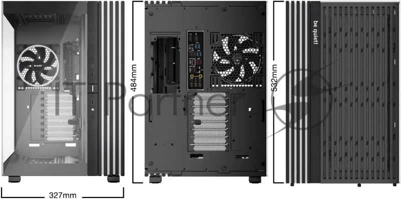 Корпус ПК без блока питания Case be quiet! LIGHT BASE 900 FX, Full-Tower, TG, 4x140mm ARGB, 2xUSB-A 3.2, 1xUSB 3.2 Type-C, XL-ATX, E-ATX, ATX, mATX, mITX Black