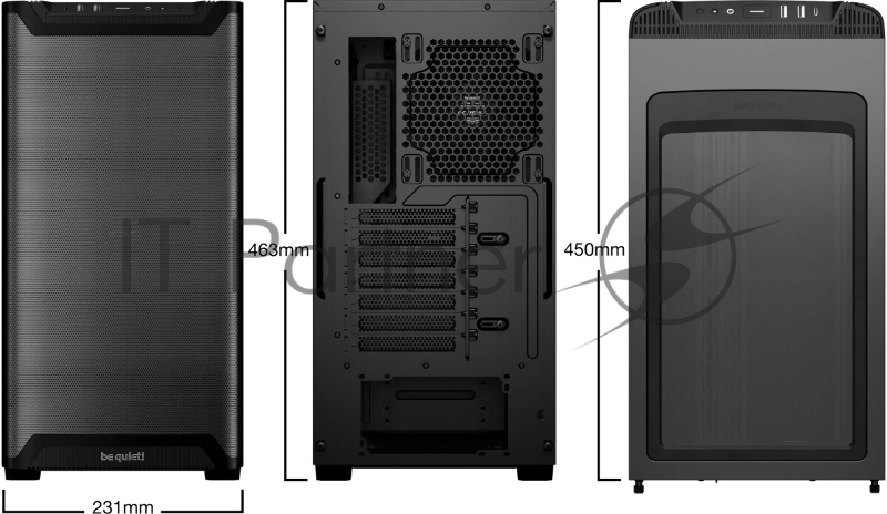Корпус ПК без блока питания Case be quiet! PURE BASE 501 Airflow Window, Midi-Tower, TG, 2x140mm, 2xUSB-A 3.2, 1xUSB 3.2 Type-C, ATX, mATX, mITX Black