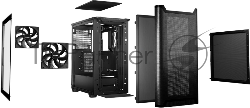 Корпус ПК без блока питания Case be quiet! PURE BASE 501 Airflow Window, Midi-Tower, TG, 2x140mm, 2xUSB-A 3.2, 1xUSB 3.2 Type-C, ATX, mATX, mITX Black
