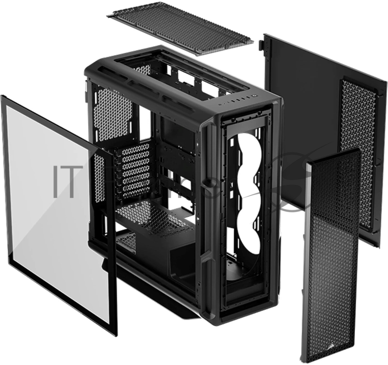 Корпус без блока питания Case Corsair 5000T, Midi-Tower, TG, no fan, 4xUSB-A 3.2, 1xUSB 3.2 Type-C, E-ATX, ATX, mATX, mITX Black