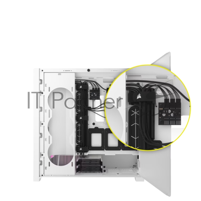 Корпус без блока питания Case Corsair iCUE 5000D RGB Airflow, Midi-Tower, TG, 3x120mm RGB, 2xUSB-A 3.2, 1xUSB 3.2 Type-C, E-ATX, ATX, mATX, mITX White