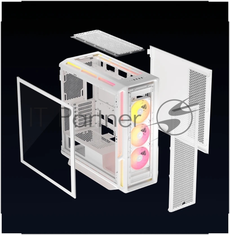 Корпус без блока питания Case Corsair iCUE LINK 5000T LX RGB, Midi-Tower, TG, 3x120mm RGB, 4xUSB-A 3.2, 1xUSB 3.2 Type-C, E-ATX, ATX, mATX, mITX White