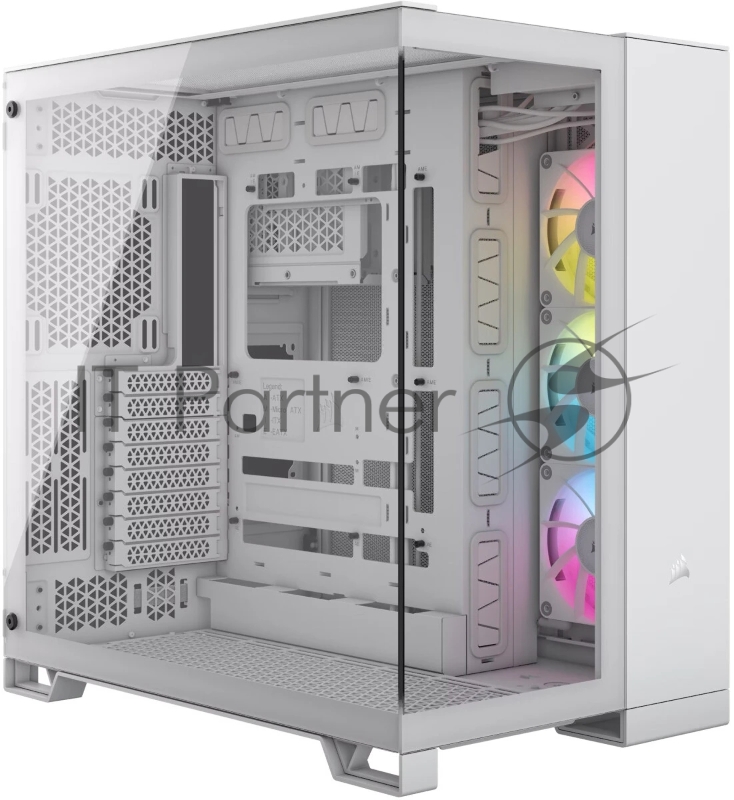 Корпус без блока питания Case Corsair iCUE LINK 6500X RGB, Midi-Tower, TG, 3x120mm RGB, 4xUSB-A 3.2, 1xUSB 3.2 Type-C, E-ATX, ATX, mATX, mITX White