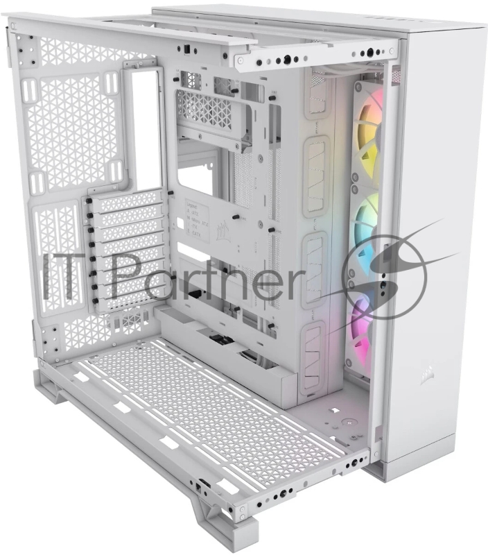 Корпус без блока питания Case Corsair iCUE LINK 6500X RGB, Midi-Tower, TG, 3x120mm RGB, 4xUSB-A 3.2, 1xUSB 3.2 Type-C, E-ATX, ATX, mATX, mITX White