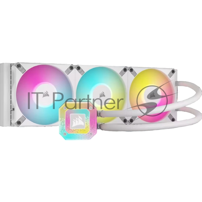Система жидкостного охлаждения Water Cooling System Corsair iCUE H150i ELITE CAPELLIX XT (360mm, White, RGB/ Fans: 3x120mm, 65.57CFM, 37dBA, 2100RPM/Rad thickness 27mm/ S: 1851, 1700, 1200, 115X, AM5, AM4)