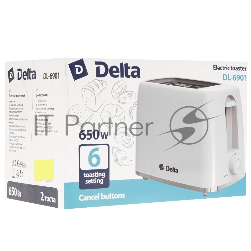 Тостер DELTA DL-6901 белый
