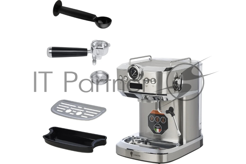 Кофеварка рожковая LEONORD LE-1753 Pro (108136) стальной, исп. кофе - молотый, 1,2 л, 1360 Вт, 20 бар