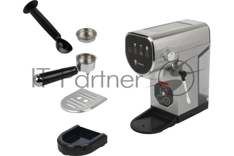 Кофеварка рожковая LEONORD LE-1752 (108135) черный/стальной, исп. кофе - молотый, 0,8 л, 1360 Вт, 20 бар