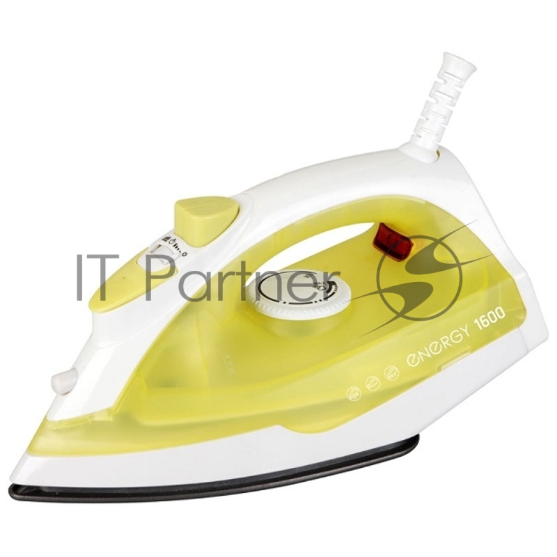 Утюг Energy EN-327 желтый(Мощность 1600 Вт. Тефлоновая подошва. Сухое глажение. Пар. Паровой удар. Вертикальный пар. Спрей. Функция самоочистки. Объем резервуара 200 мл. Цвет желтый.)