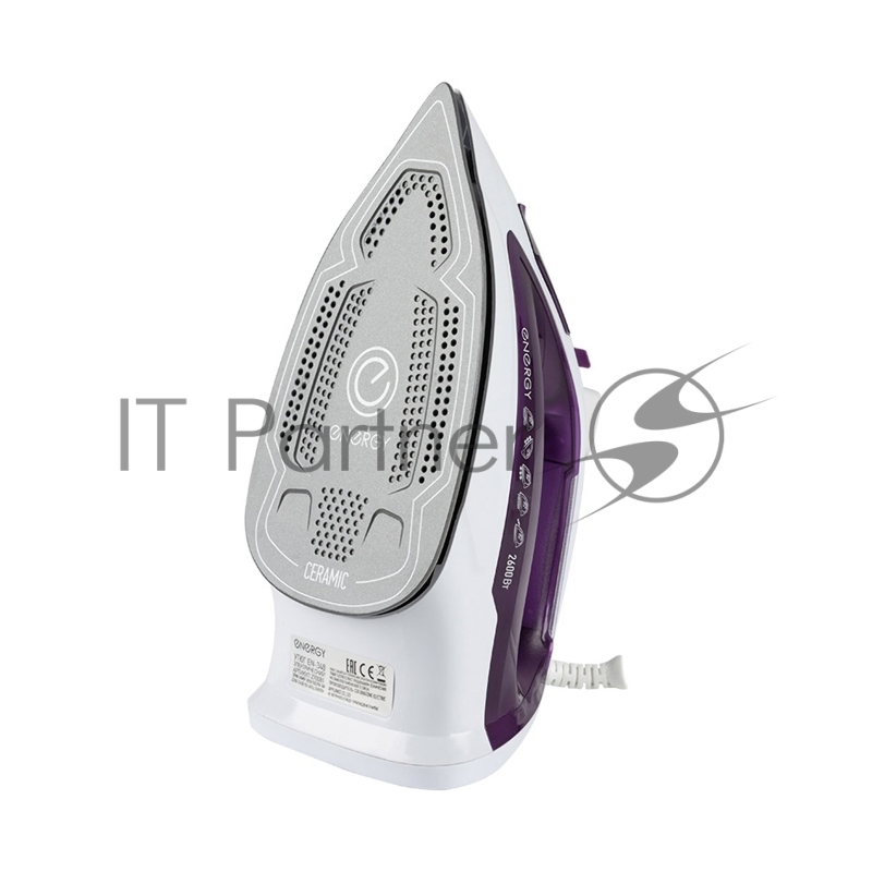 Утюг Energy EN-348 бело-фиолетовый (2600Вт, пар, спрей, пар.удар, самооч., керамич. подошва)