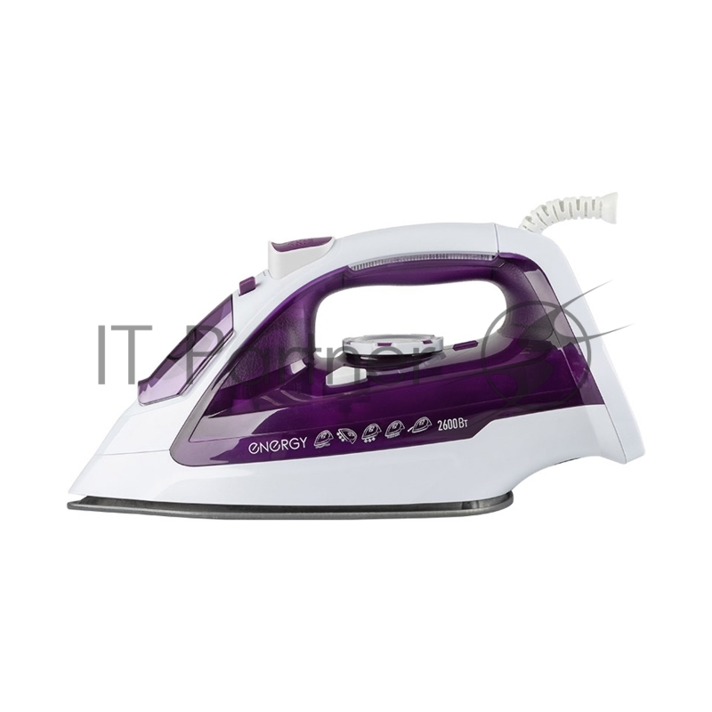Утюг Energy EN-348 бело-фиолетовый (2600Вт, пар, спрей, пар.удар, самооч., керамич. подошва)