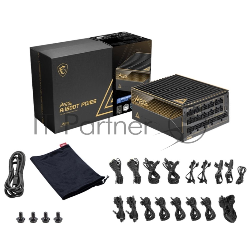 Блок питания ПК MSI MEG Ai1600T PCIE5 , 1600W, 80+ Titanium, полностью модульный, ATX 3.1, PCIE5.1, RTL