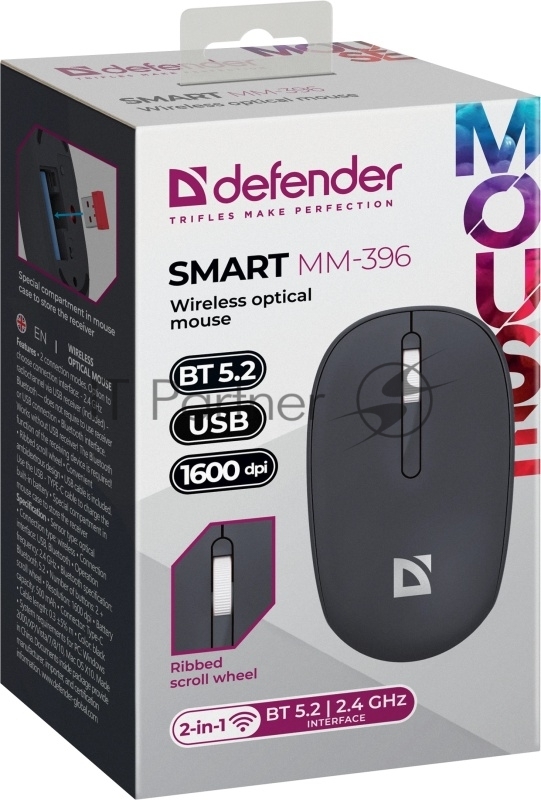 Мышь DEFENDER (52396) Smart MM-396, черный