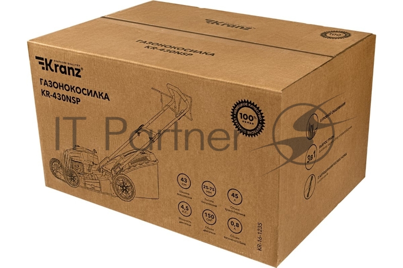 Газонокосилка бензиновая KR-430NSP несамоходная, 150см3, 43см KRANZ