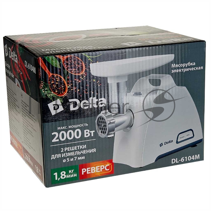 Мясорубка DELTA DL-6104M белый с серым