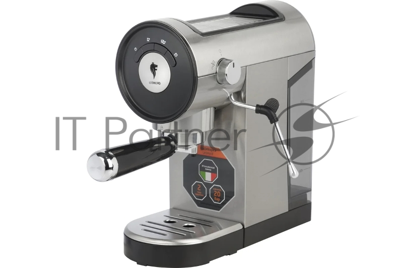 Кофеварка рожковая LEONORD LE-1749 (108134) черный/стальной, исп. кофе - молотый, 0,8 л, 1360 Вт, 20 бар