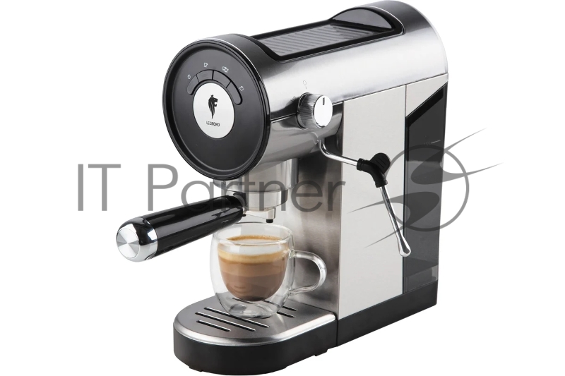 Кофеварка рожковая LEONORD LE-1749 (108134) черный/стальной, исп. кофе - молотый, 0,8 л, 1360 Вт, 20 бар