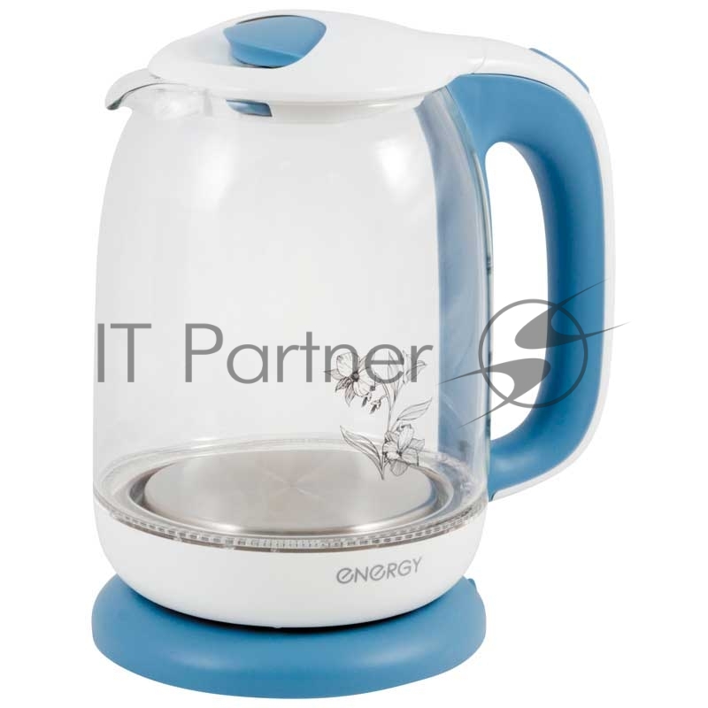 Чайник Energy E-281 (1.7л) стекло, пластик, бело-голубой