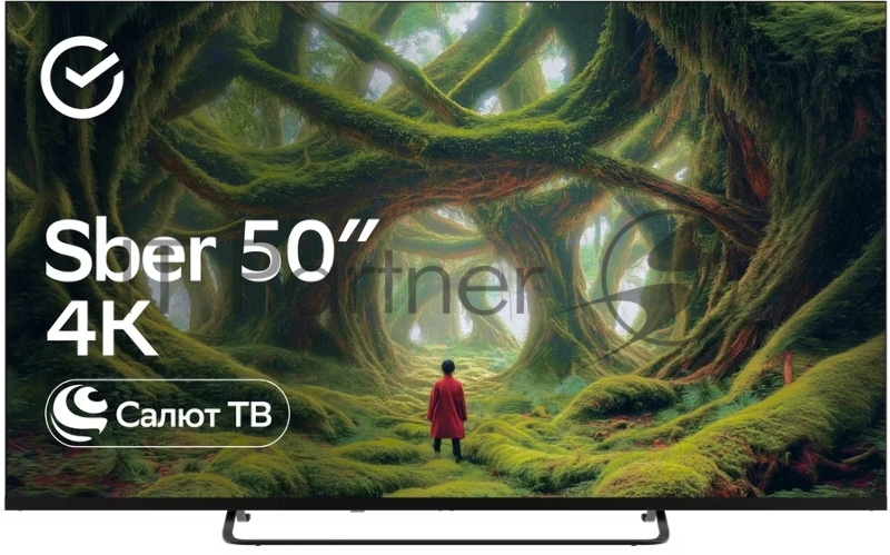 Телевизор LED Sber 50 SDX-50U4127 Салют ТВ черный 4K Ultra HD 60Hz DVB-T DVB-T2 DVB-C DVB-S DVB-S2 USB WiFi Smart TV