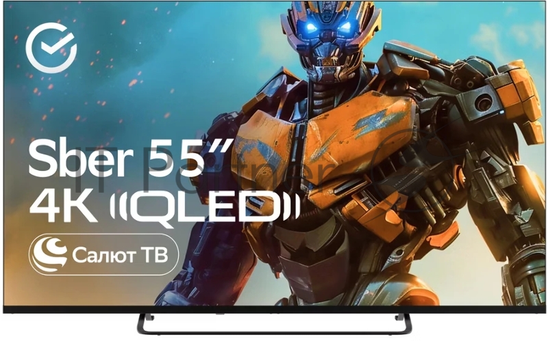 Телевизор QLED Sber 55 SDX-55UQ5236 Салют ТВ темно-серый 4K Ultra HD 60Hz DVB-T DVB-T2 DVB-C DVB-S DVB-S2 USB WiFi Smart TV