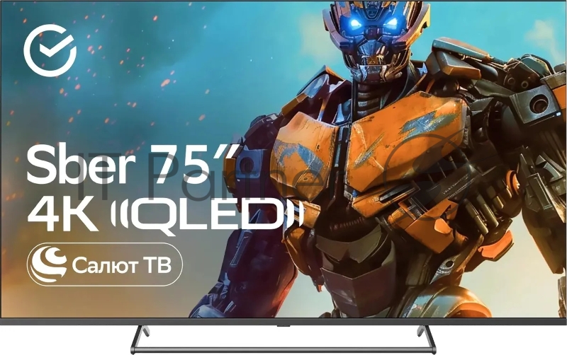 Телевизор QLED Sber 75 SDX-75UQ5231 Салют ТВ черный 4K Ultra HD 60Hz DVB-T DVB-T2 DVB-C DVB-S DVB-S2 USB WiFi Smart TV