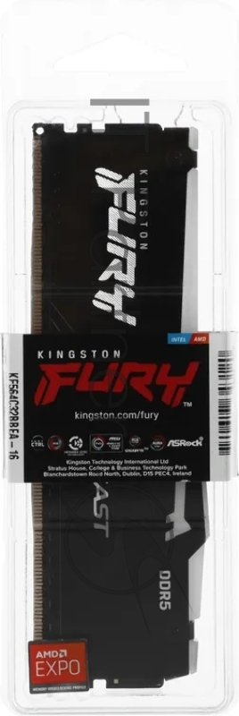 Память DDR5 16GB 6400MHz Kingston KF564C32BBEA-16 Fury Beast RGB RTL Gaming PC5-51200 CL32 DIMM 288-pin 1.4В single rank с радиатором Ret