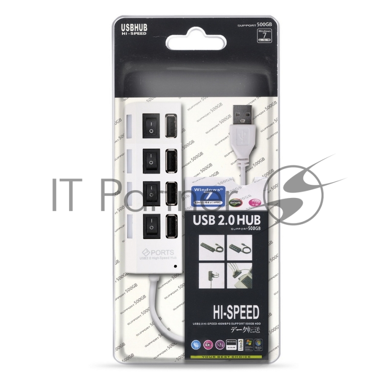 USB-хаб SMARTBUY (SBHA-7204-W) USB 2.0 хаб 4 порта - белый