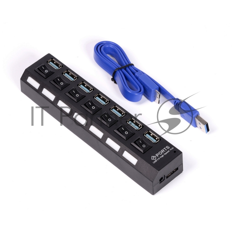 USB-хаб SMARTBUY (SBHA-7307-B) USB 3.0 хаб + выкл., 7 портов, черный