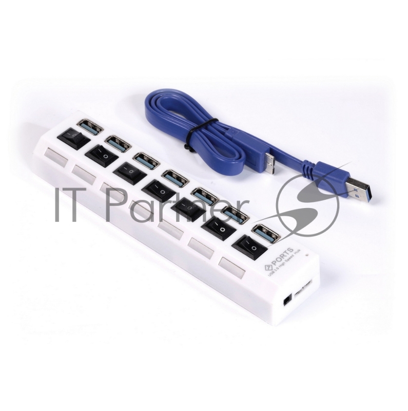 USB-хаб SMARTBUY (SBHA-7307-W) USB 3.0 хаб + выкл., 7 портов, белый