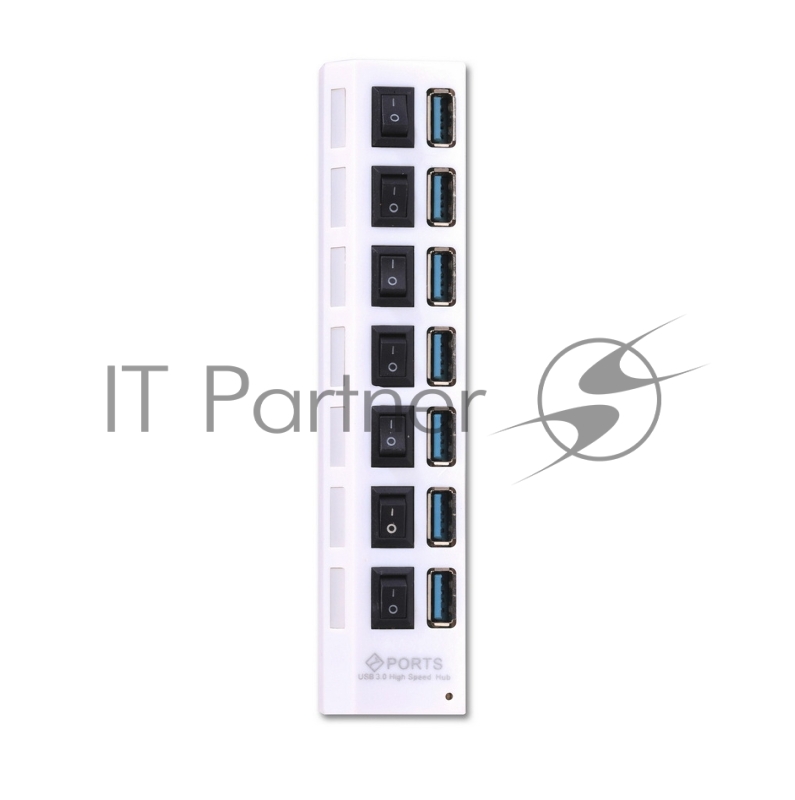 USB-хаб SMARTBUY (SBHA-7307-W) USB 3.0 хаб + выкл., 7 портов, белый