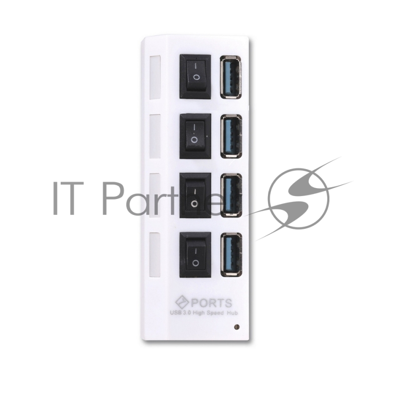 USB-хаб SMARTBUY (SBHA-7304-W) USB 3.0 хаб + выкл., 4 порта, белый