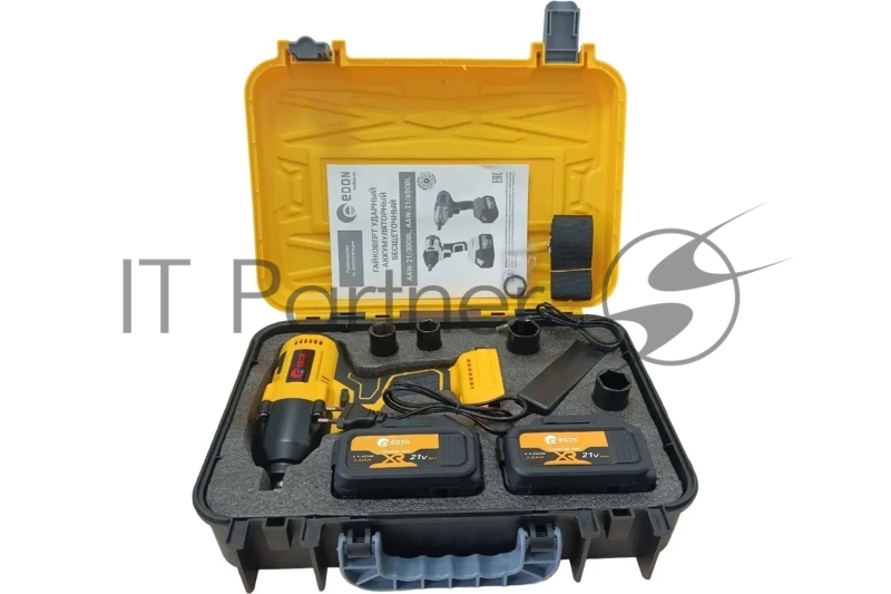 Гайковерт аккумуляторный ударный EDON AAW-21/600BL черный/желтый 25090