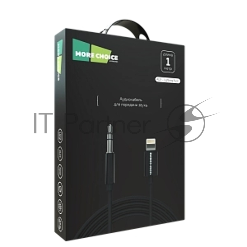 Кабель аудио MORE CHOICE (4610196409837) UK28i AUX 3.5mm Lightning 8-pin 1м Black