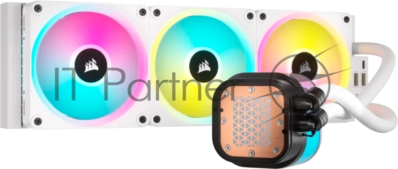 Система жидкостного охлаждения Corsair iCUE LINK H150i RGB (360mm, White, RGB/ Fans: 3x120mm, 63.1CFM, 37dBA, 2400RPM/Rad thickness 27mm/ S: 1851, 1700, 1200, 115X, AM5, AM4)