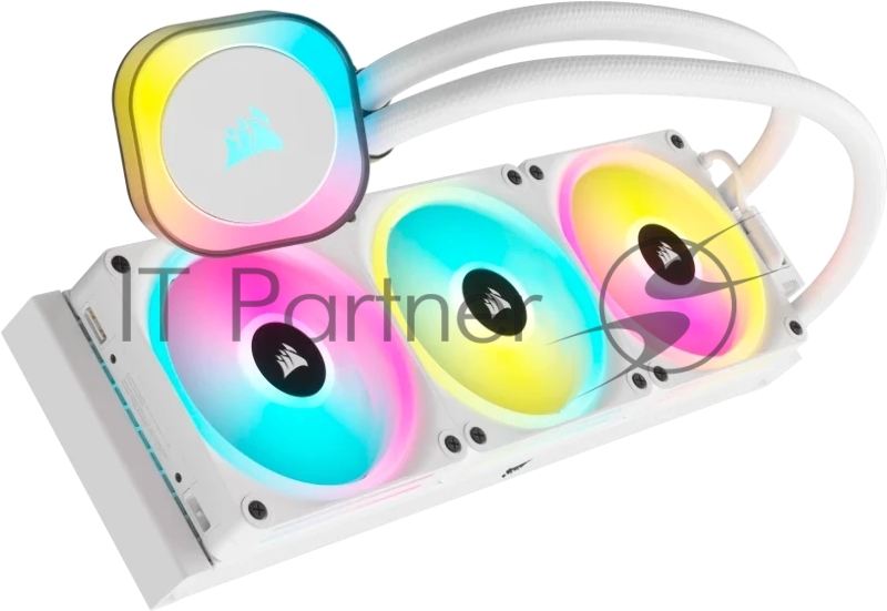 Система жидкостного охлаждения Corsair iCUE LINK H150i RGB (360mm, White, RGB/ Fans: 3x120mm, 63.1CFM, 37dBA, 2400RPM/Rad thickness 27mm/ S: 1851, 1700, 1200, 115X, AM5, AM4)