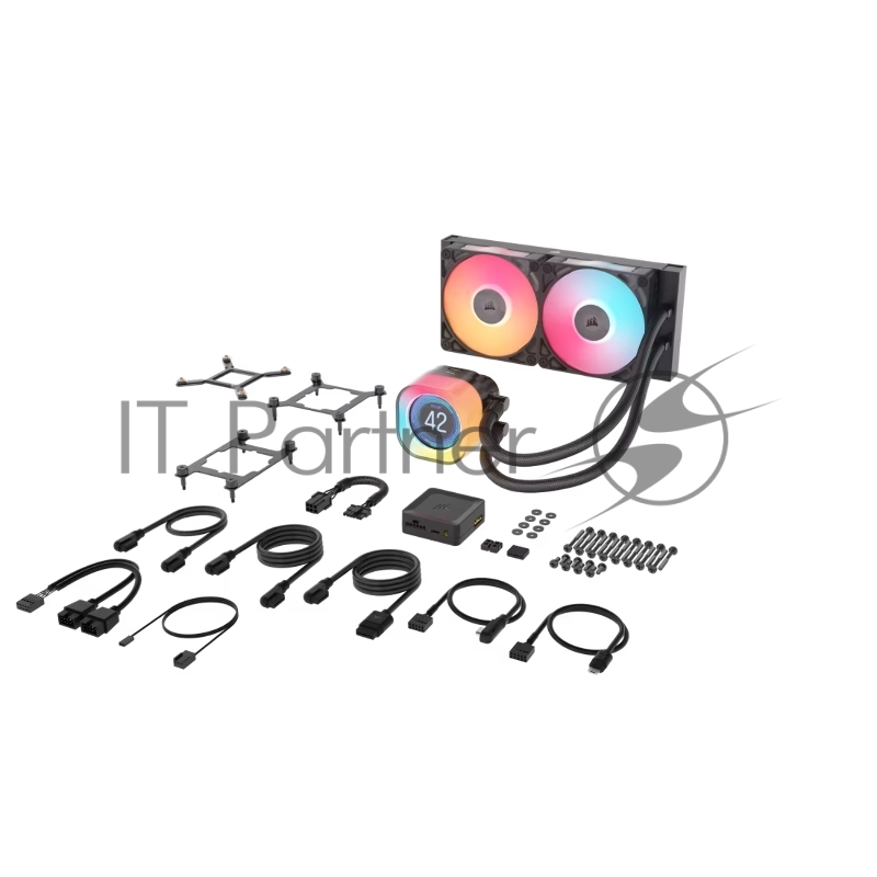 Система жидкостного охлаждения Corsair iCUE LINK TITAN 240 RX LCD (240mm, Black, RGB/ Fans: 2x120mm, 73.5CFM, 36dBA, 2100RPM/ S: 1851, 1700, AM5, AM4)