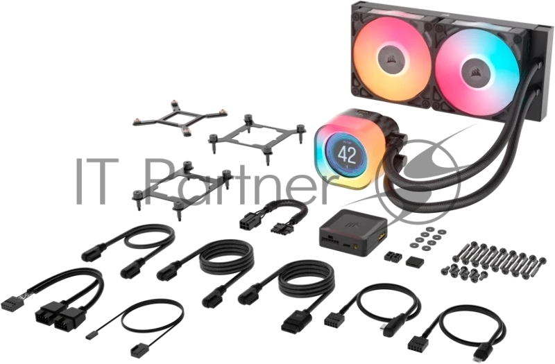 Система жидкостного охлаждения Corsair iCUE LINK TITAN 240 RX LCD (240mm, Black, RGB/ Fans: 2x120mm, 73.5CFM, 36dBA, 2100RPM/ S: 1851, 1700, AM5, AM4)
