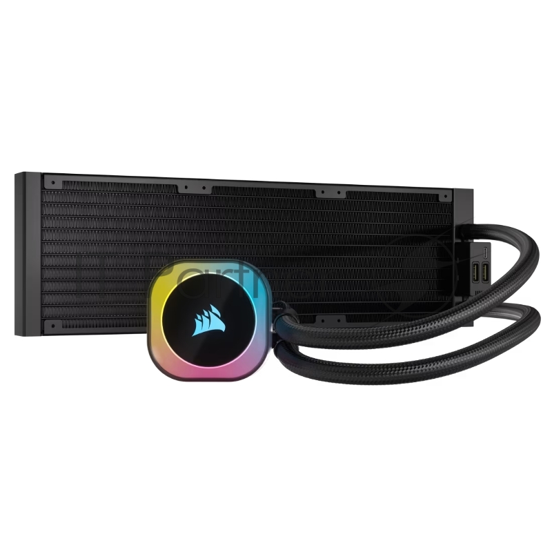 Система жидкостного охлаждения Corsair iCUE LINK H150i RGB (360mm, Black, RGB/ Fans: 3x120mm, 63.1CFM, 37dBA, 2400RPM/Rad thickness 27mm/ S: 1851, 1700, 1200, 115X, AM5, AM4)