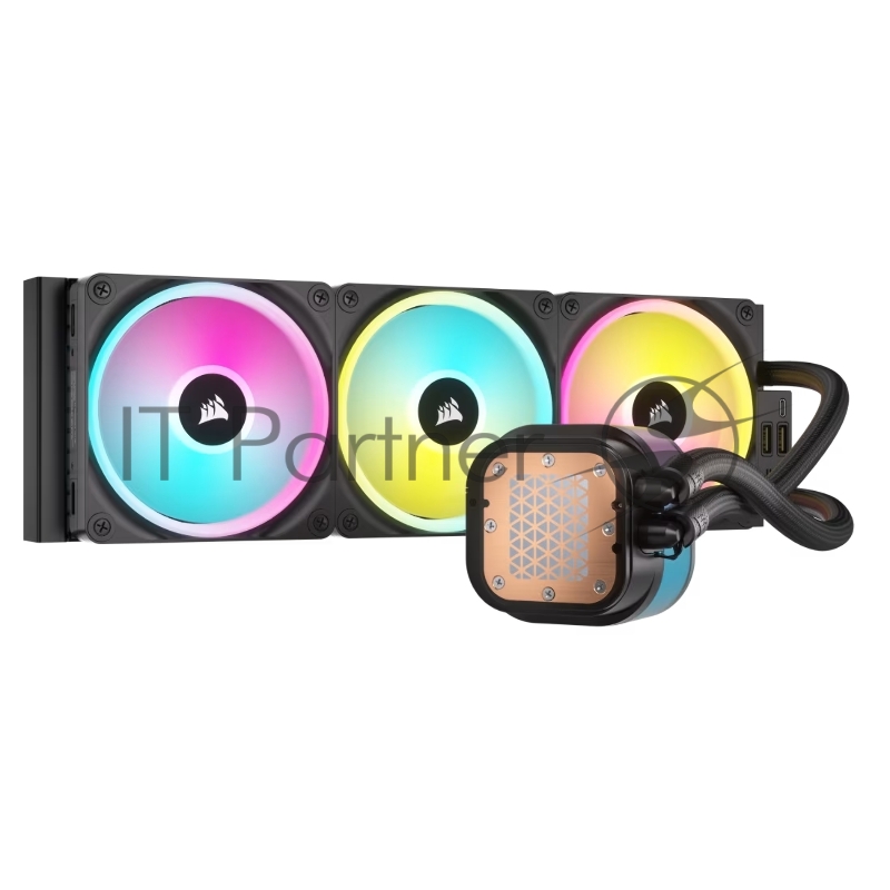 Система жидкостного охлаждения Corsair iCUE LINK H150i RGB (360mm, Black, RGB/ Fans: 3x120mm, 63.1CFM, 37dBA, 2400RPM/Rad thickness 27mm/ S: 1851, 1700, 1200, 115X, AM5, AM4)