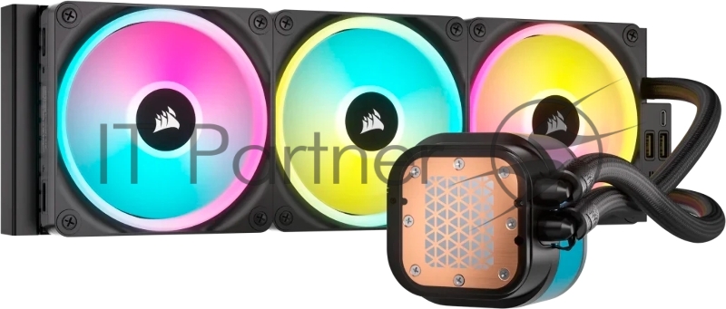 Система жидкостного охлаждения Corsair iCUE LINK H150i RGB (360mm, Black, RGB/ Fans: 3x120mm, 63.1CFM, 37dBA, 2400RPM/Rad thickness 27mm/ S: 1851, 1700, 1200, 115X, AM5, AM4)